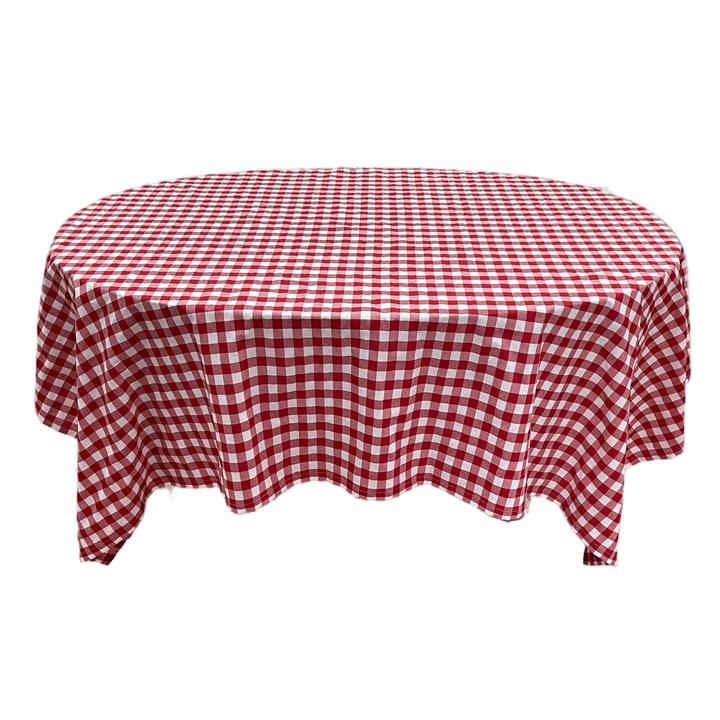 Fata de masa in carouri, bumbac 100%, culoare alb/rosu, din colectia "Sah Mat by Liz Line" pentru sase persoane, 160x210cm - FM65