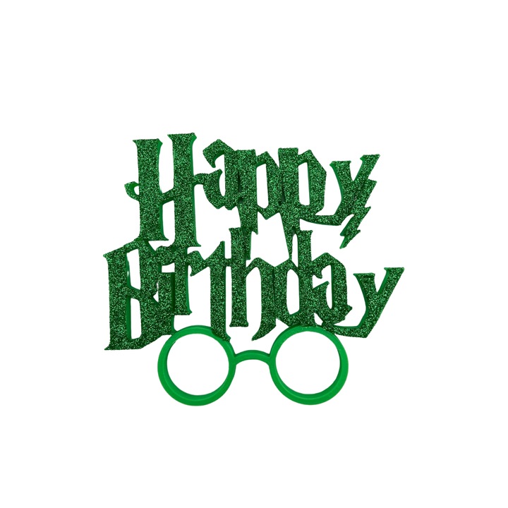 Декорация за торта "HARRY POTTER", зелена с блясък 13,5 х 15 см