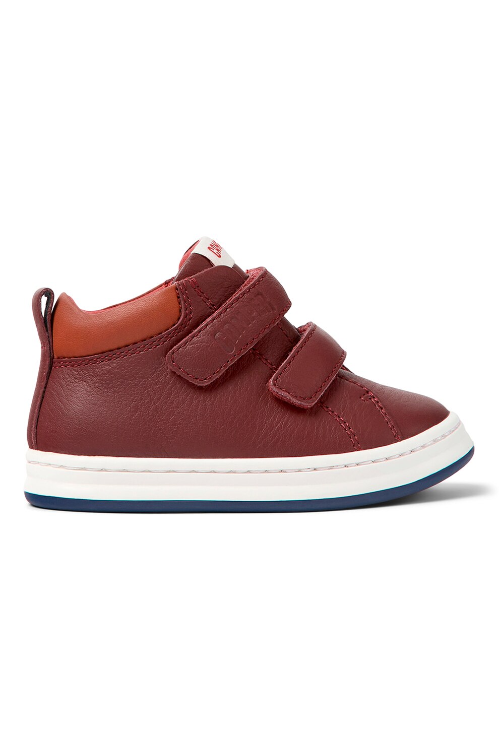 Camper, Pantofi sport din piele cu inchidere velcro, Visiniu, 21 EU