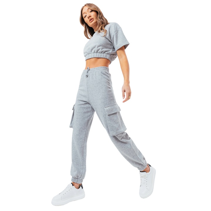 Nadrág, Justhype Sweat Crop póló-Cargo Joggers LABON004, szürke, Szürke, 36