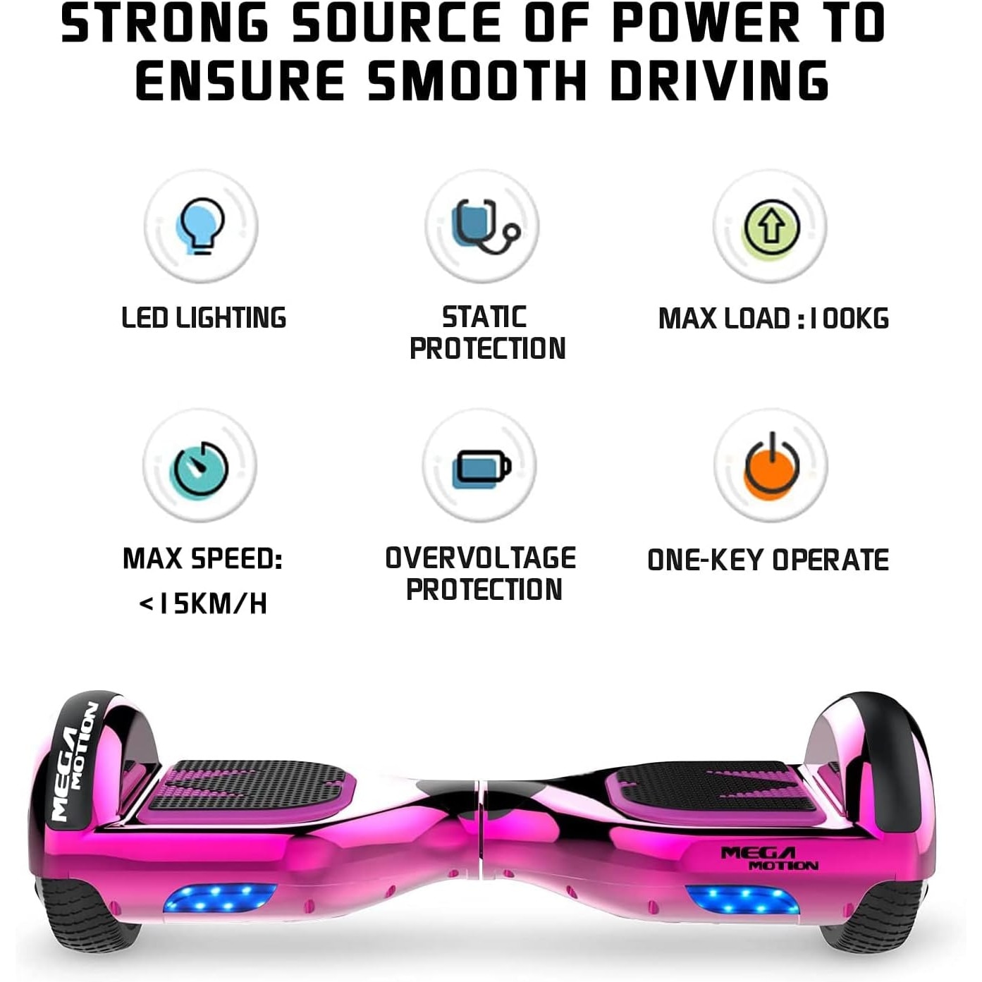 Set Hoverboard si kart pentru copii, Mega Motion, ABS/PC, LED