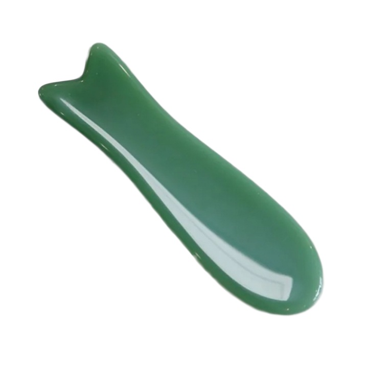 Piatra din jad, forma peste, pentru Gua Sha, masaj facial, tonifiere, lifting