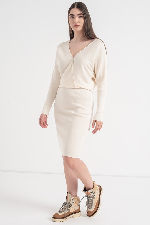 Banana Republic, Рипсена вталена рокля, Крем, XL