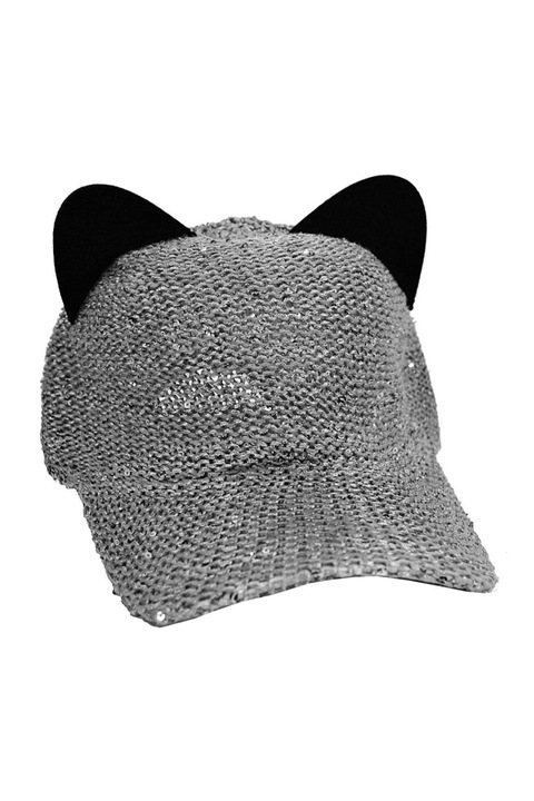 Sapca cu urechi stil pisica, One size, Gri