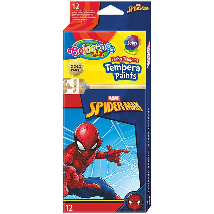 Темперни бои Colorino, Spider-Man, Тубичка, 12 цвята, 12 мл