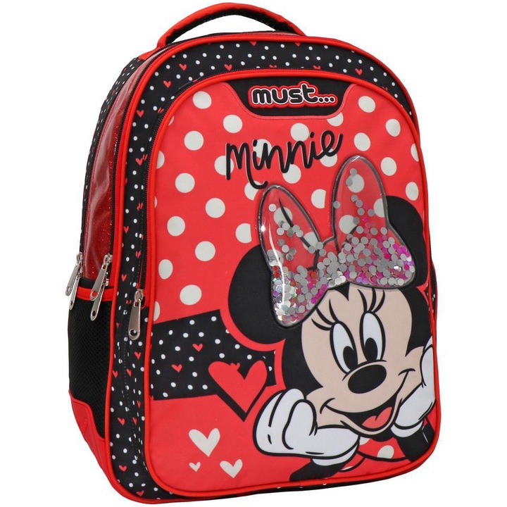 Ghiozdan Minnie, dimensiuni 32x18x43 cm