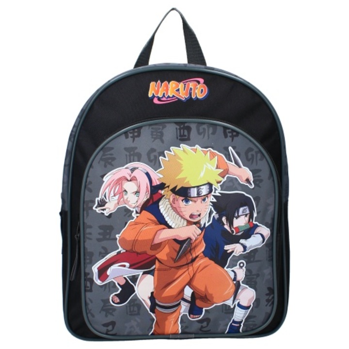 Ghiozdan copii, Naruto - Friends, 2 fermoare, 30 x 25 x 11 cm