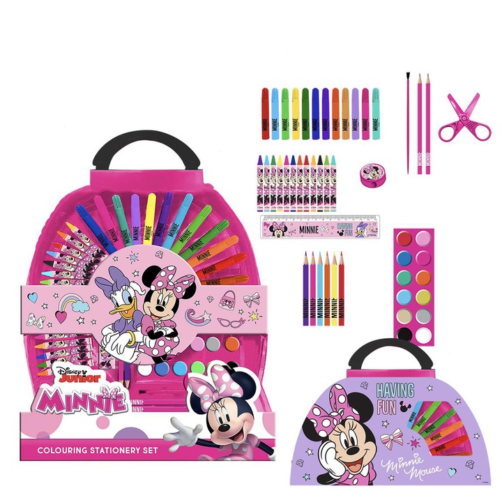 Set de colorat, Minnie, servieta, 50 piese