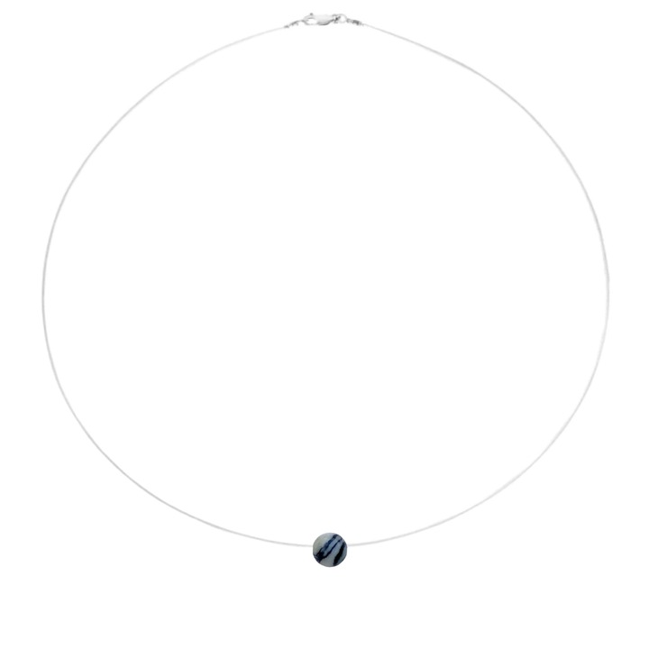 Colier fir transparent cu piatra naturala Jasp si Argint 925, reglabil 38-41 cm