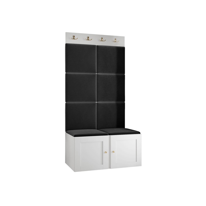 Mobilier pentru hol Terospito IV, MIRJAN24, alb / negru, 46x84x186 cm