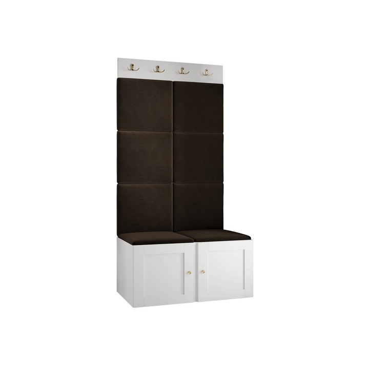 Mobilier pentru hol Terospito IV, MIRJAN24, alb / maro, 46x84x186 cm