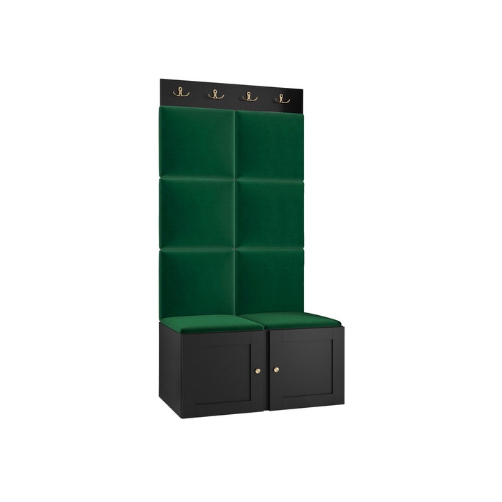 Mobilier pentru hol Terospito IV, MIRJAN24, negru / verde, 46x84x186 cm