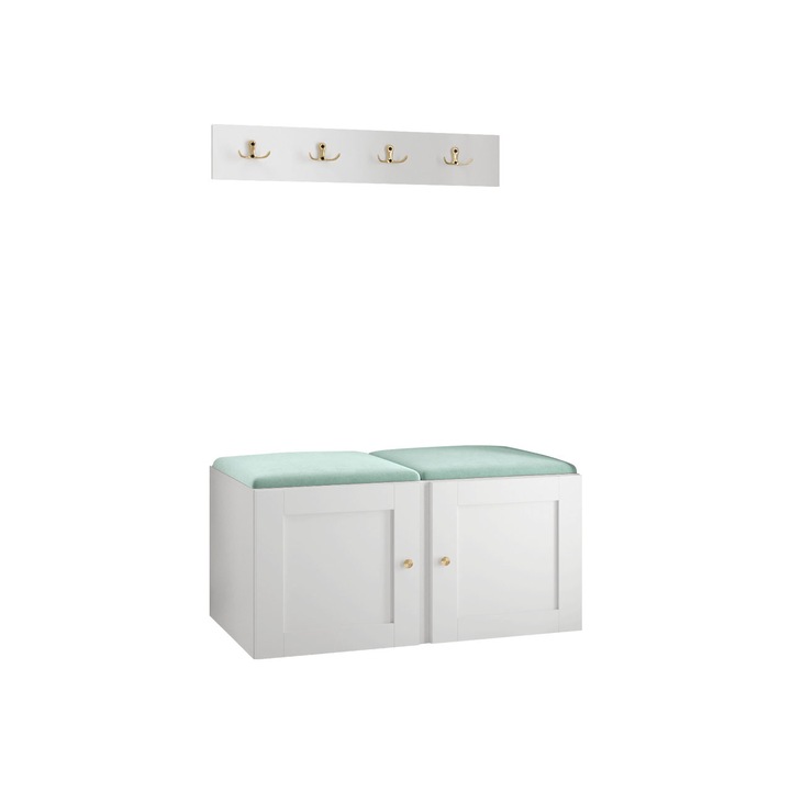 Mobilier pentru hol Terospito VI, MIRJAN24, alb / menta, 46x84x42 cm