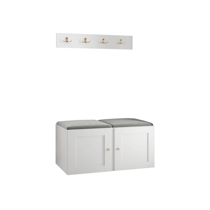 Mobilier pentru hol Terospito VI, MIRJAN24, alb / gri, 46x84x42 cm