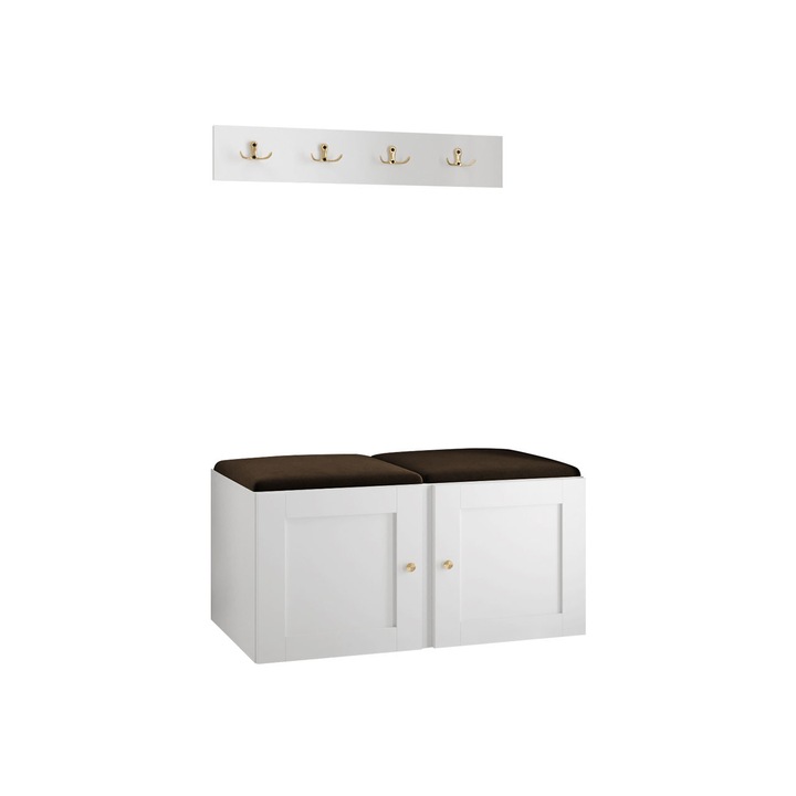 Mobilier pentru hol Terospito VI, MIRJAN24, alb / maro, 46x84x42 cm