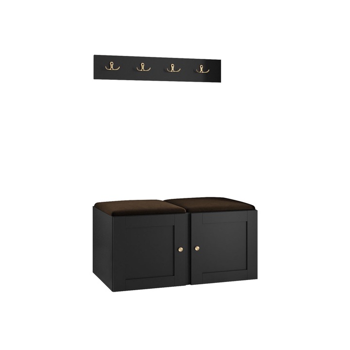 Mobilier pentru hol Terospito VI, MIRJAN24, negru / maro, 46x84x42 cm