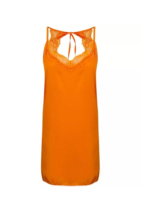Rochie mini Agrafka, Dantela, Satin, One Size, Portocaliu