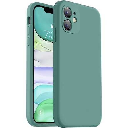 Husa Daden® Soft Silicone compatibila cu iPhone 11, Interior din Microfibra, Protectie la camera, Protectie sporita, Verde inchis