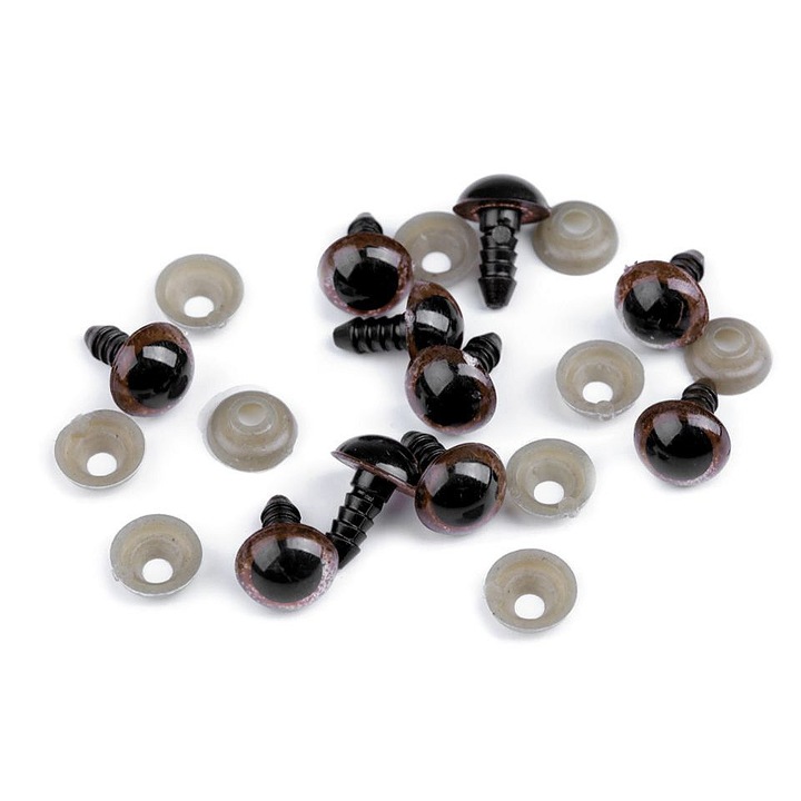 Set 10 ochi pentru jucarii cu dispozitiv de siguranta 10 mm maro