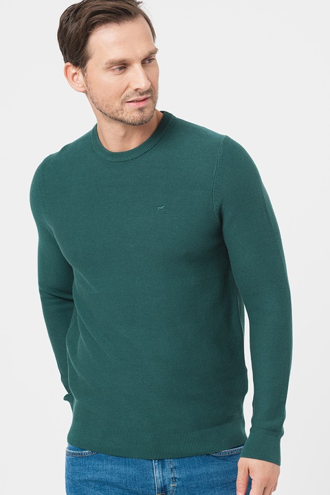 Mustang, Emil kerek nyakú pamutpulóver, Zöld, 3XL