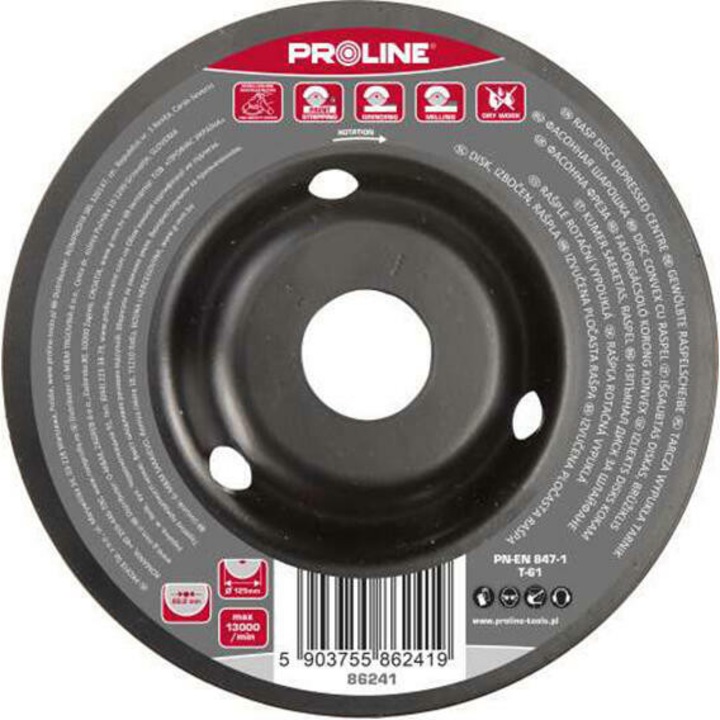 Disc raspel depresat-aspru pentru lemn, cauciuc si plastic, 125 mm