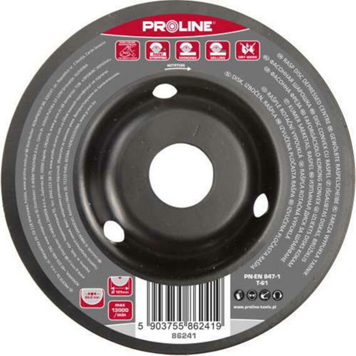 Nyomott-durva reszelőtárcsa fához, gumihoz és műanyaghoz, 125 mm