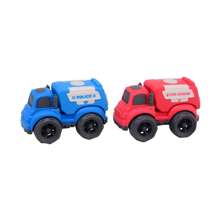 Set masini, Joueco, de politie si ambulanta, Din bio-plastic, Ecologice,18 luni+, Multicolor