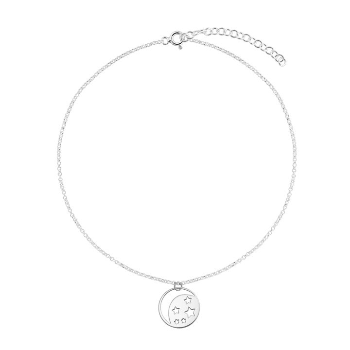 Bratara din argint, banut semiluna si stelute, Argintiu