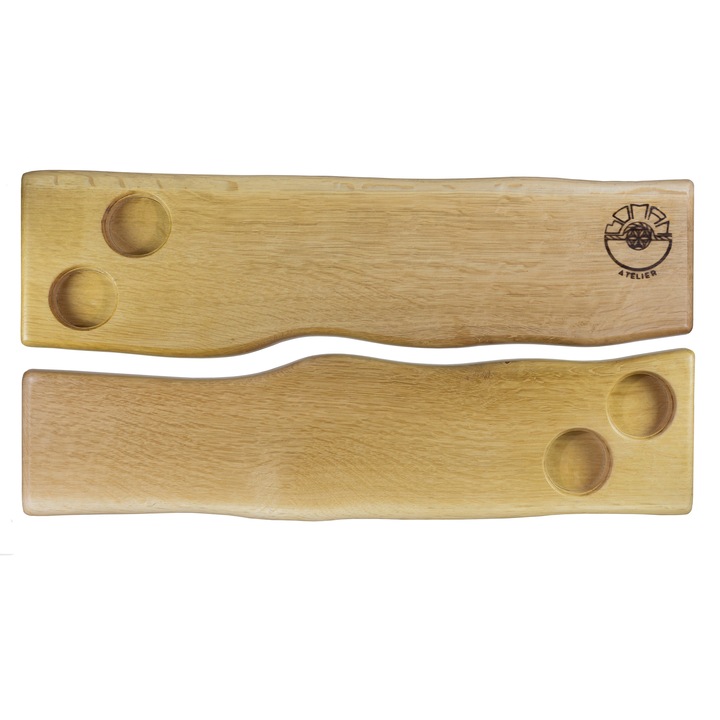 Set 2 Tocatoare tip platou, Lemn, Asimetric, 579 x 144 x 29 mm