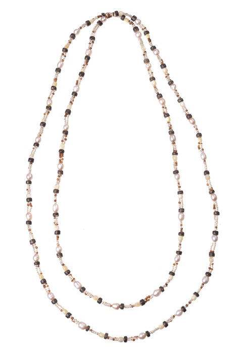 Колие GM-339 с мъниста, кремаво/кафяво, Gloria Maris