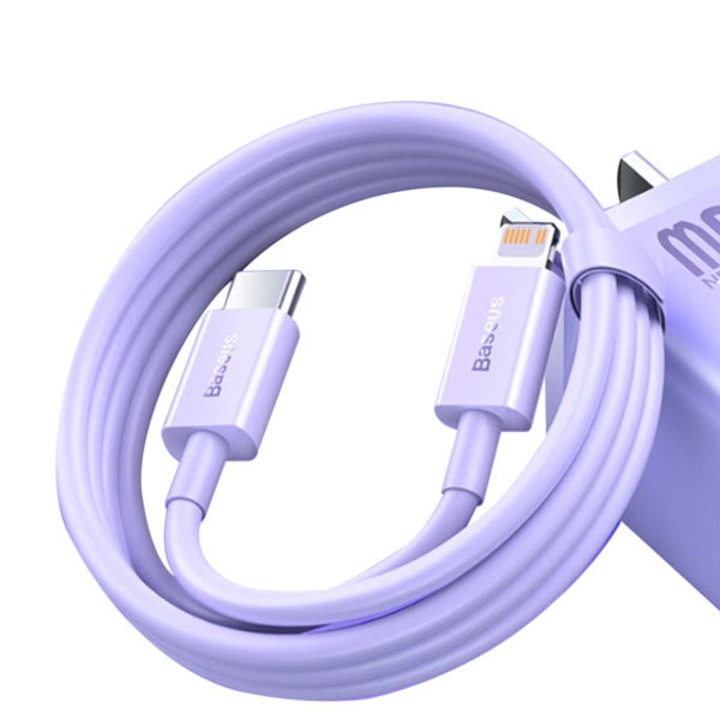 Cablu de incarcare rapida USB-C / transfer de date - Lightning PD 20W 1m Baseus Superior Series - violet