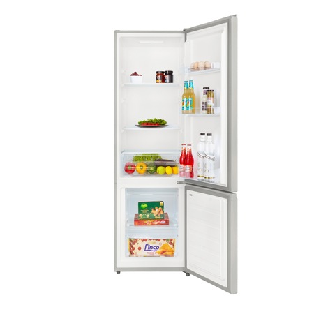 Combina frigorifica Daewoo DLF-260MEX, 260 l, Control mecanic, Iluminare LED, Clasa E, Usi reversibile, H177 cm, Inox