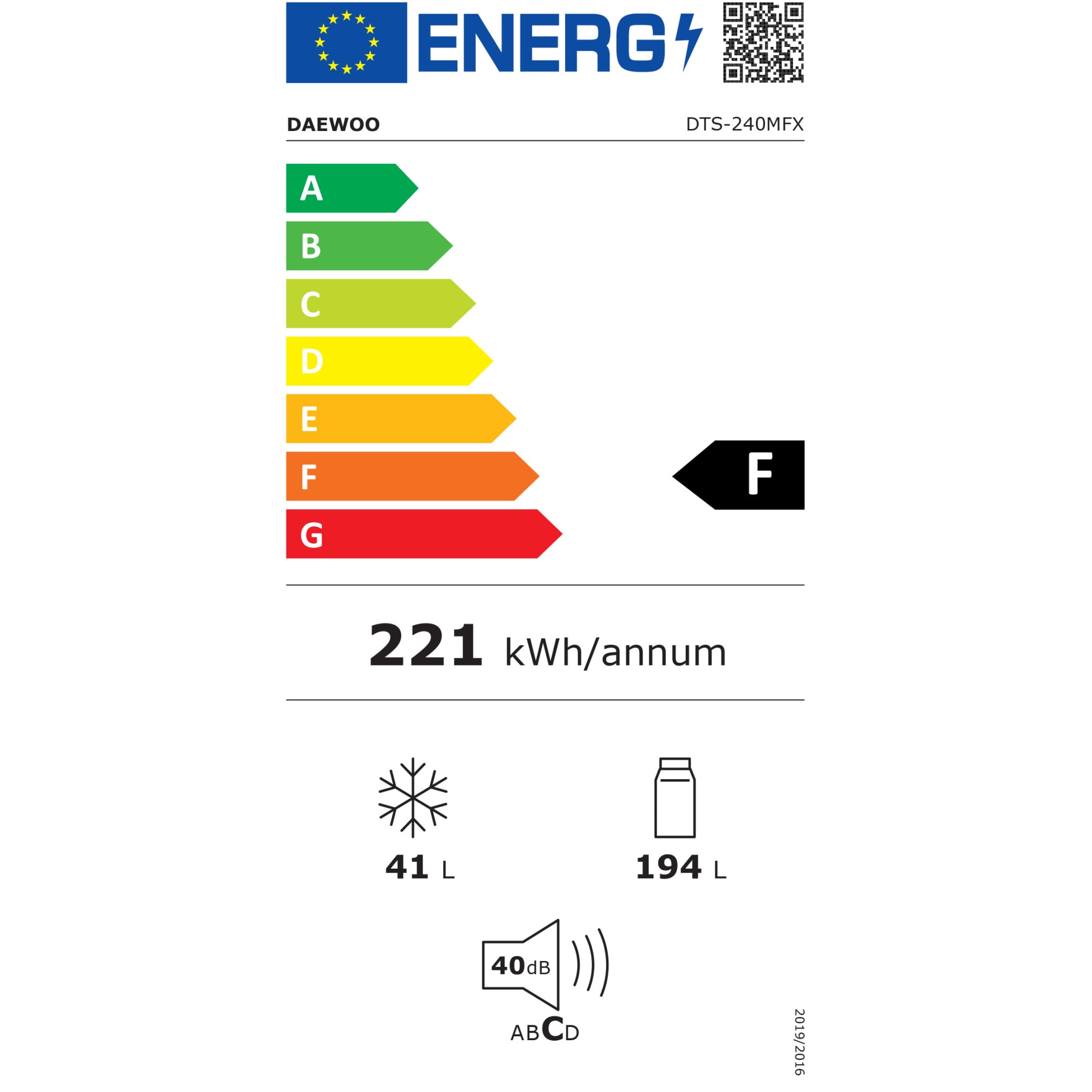 Frigider cu doua usi Daewoo DTS-240MFX, 235 l, Control mecanic, Usi reversibile, Clasa F, Raft pentru sticle, H 159 cm, Inox
