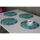 Set 4 suporturi rotunde pentru masa, Bertoni, Fetru/Poliester, 33 cm, Verde/Albastru