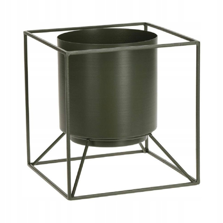 Ghiveci decorativ, Koopman, Metal, 23.5x13 cm, Verde
