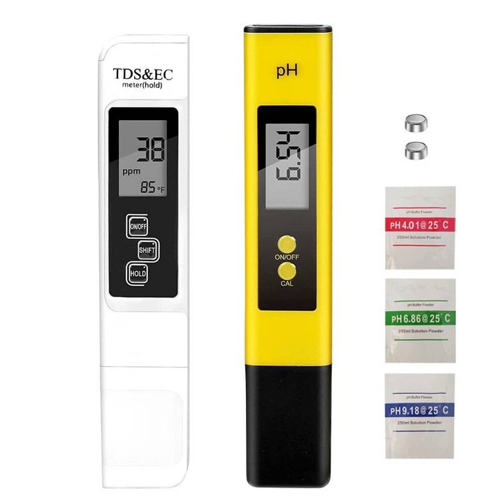 2 db digitális pH és TDS EC hőmérsékletmérő készlet, TopGearWorld, LED kijelző, többszínű
