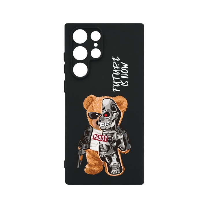 Husa BestCase® Premium Liquid Silicon, Съвместим със Samsung Galaxy S22 Ultra, Half Robot Half Teddy Bear, SLIM 1.2MM, Микрофибър отвътре, Противоударна, Защита на камерата, Повдигнати ръбове за защита на екрана, PB 931
