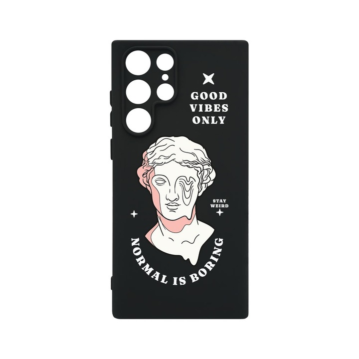 Husa BestCase® Premium Liquid Silicon, Съвместим със Samsung Galaxy S22 Ultra, Normal Is Boring, SLIM 1.2MM, Микрофибър отвътре, Противоударна, Защита на камерата, Повдигнати ръбове за защита на екрана, PB 911