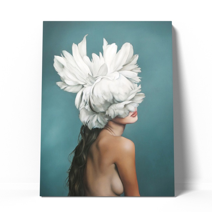 Tablou canvas turquoise flower portrait 70x100 cm
