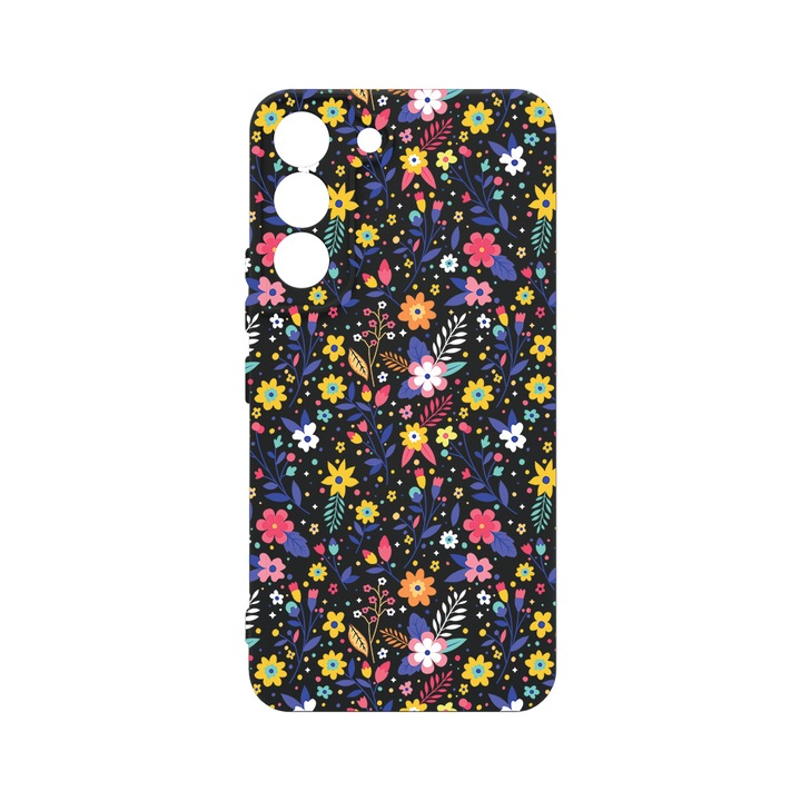 Husa BestCase® Premium Liquid Silicon, Compatibila Cu Samsung Galaxy S22, Flower Pattern, SLIM 1.2MM, Microfibra in interior, Antisoc, Protectie Camera, Margini ridicate pentru protectia ecranului, PB 955