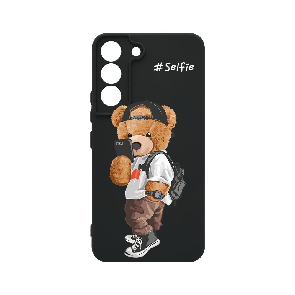 Husa BestCase® Premium Liquid Silicon, Compatibila Cu Samsung Galaxy S22, Selfie Teddy Bear, SLIM 1.2MM, Microfibra in interior, Antisoc, Protectie Camera, Margini ridicate pentru protectia ecranului, PB 925