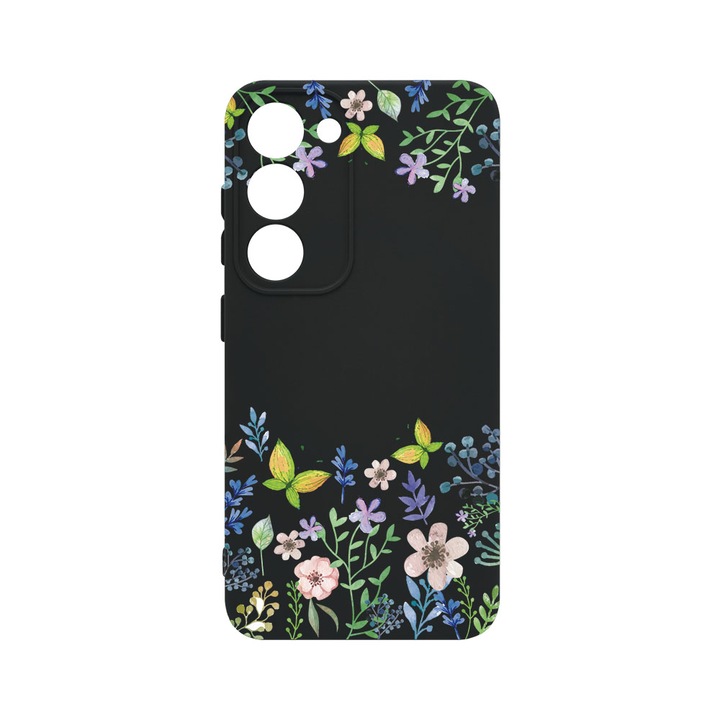 Husa BestCase® Premium Liquid Silicon, Compatibila Cu Samsung Galaxy S23, Butterfly Flowers, SLIM 1.2MM, Microfibra in interior, Antisoc, Protectie Camera, Margini ridicate pentru protectia ecranului, PB 95