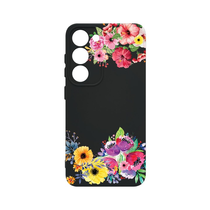 Husa BestCase® Premium Liquid Silicon, Compatibila Cu Samsung Galaxy S23, Flowers, SLIM 1.2MM, Microfibra in interior, Antisoc, Protectie Camera, Margini ridicate pentru protectia ecranului, PB 56