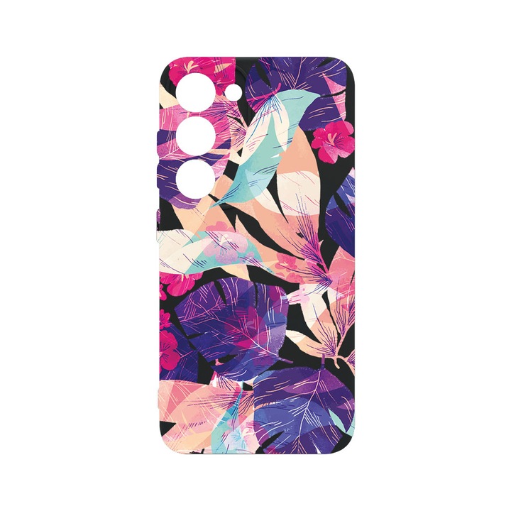 Husa BestCase® Premium Liquid Silicon, Compatibila Cu Samsung Galaxy S23 Plus, Tropical Flowers, SLIM 1.2MM, Microfibra in interior, Antisoc, Protectie Camera, Margini ridicate pentru protectia ecranului, PB 71