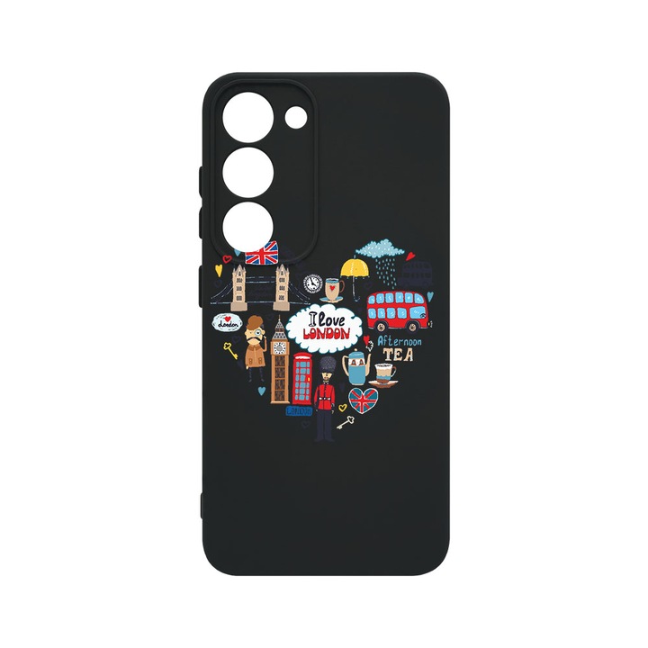 Husa BestCase® Premium Liquid Silicon, Compatibila Cu Samsung Galaxy S23, I Love London, SLIM 1.2MM, Microfibra in interior, Antisoc, Protectie Camera, Margini ridicate pentru protectia ecranului, PB 732