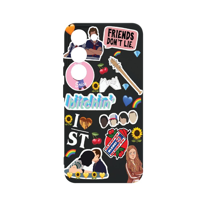 Husa BestCase® Premium Liquid Silicon, Compatibila Cu Samsung Galaxy S23, Friends Don’t Lie, SLIM 1.2MM, Microfibra in interior, Antisoc, Protectie Camera, Margini ridicate pentru protectia ecranului, PB 376