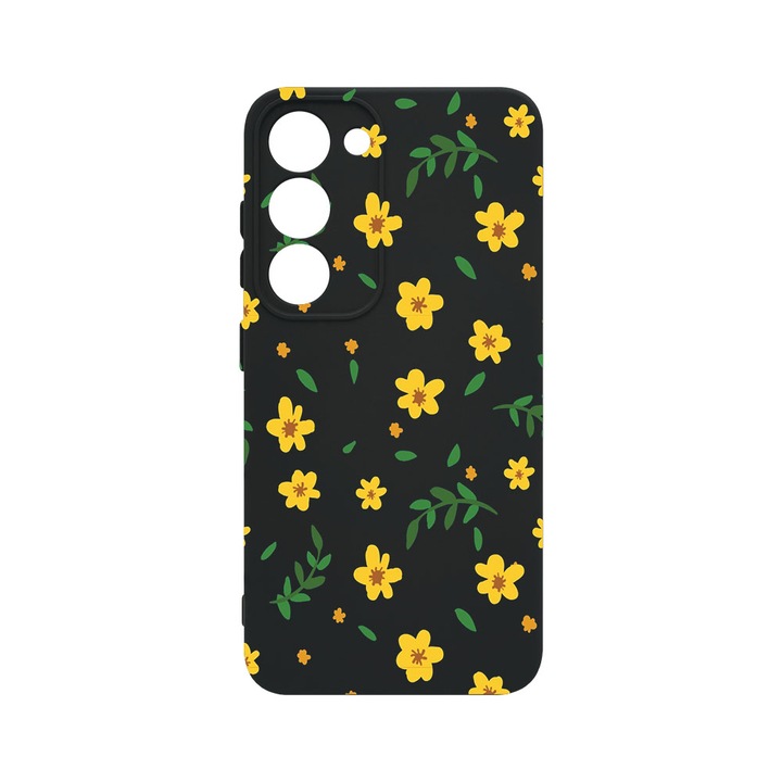 Husa BestCase® Premium Liquid Silicon, Compatibila Cu Samsung Galaxy S23, Little yellow flowers, SLIM 1.2MM, Microfibra in interior, Antisoc, Protectie Camera, Margini ridicate pentru protectia ecranului, PB 696