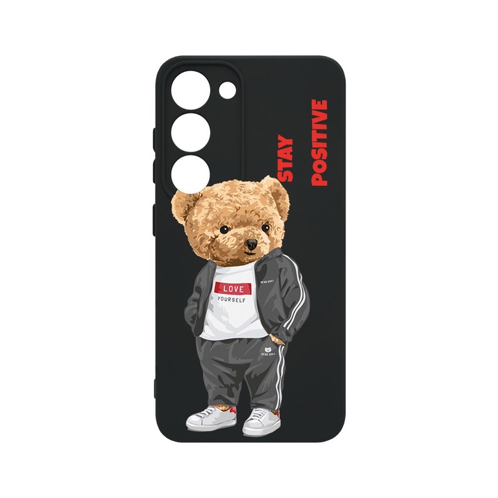 Husa BestCase® Premium Liquid Silicon, Compatibila Cu Samsung Galaxy S23 Plus, Stay Positive - Teddy Bear, SLIM 1.2MM, Microfibra in interior, Antisoc, Protectie Camera, Margini ridicate pentru protectia ecranului, PB 926