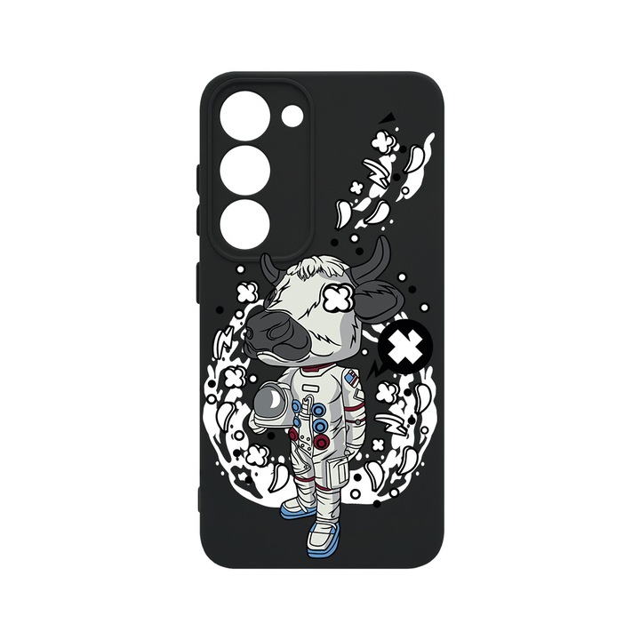 Husa BestCase® Premium Liquid Silicon, Compatibila Cu Samsung Galaxy S23, Cow Astronaut, SLIM 1.2MM, Microfibra in interior, Antisoc, Protectie Camera, Margini ridicate pentru protectia ecranului, PB 976