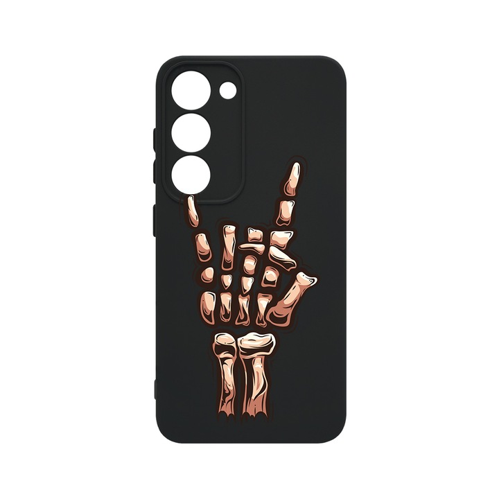Husa BestCase® Premium Liquid Silicon, Compatibila Cu Samsung Galaxy S23, Skeleton Hand FU, SLIM 1.2MM, Microfibra in interior, Antisoc, Protectie Camera, Margini ridicate pentru protectia ecranului, PB 964